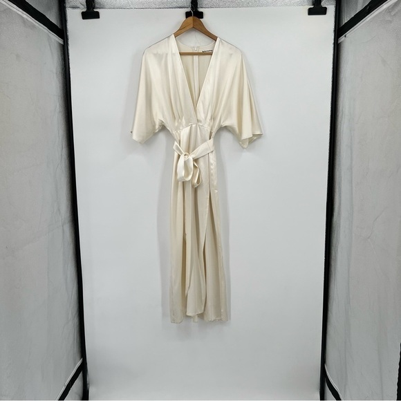 Hedi Silk Dress CREAM SILK MIDI WEDDING DRESS IVORY CREAM WRAP DRESS SIZE 4 - Picture 4 of 6